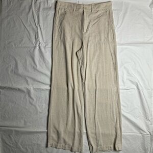 Gina Tricot - Cream Wide Leg High Waist Pants Trousers 90% Viscose 10% Linen